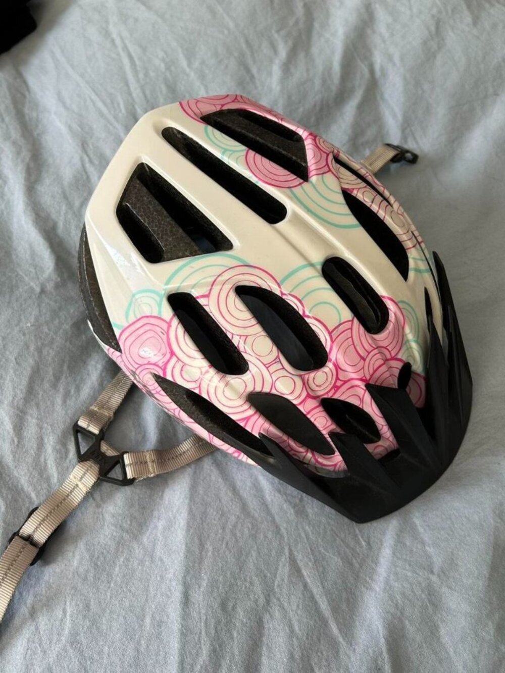 Kids Pink and White Bike Helmet